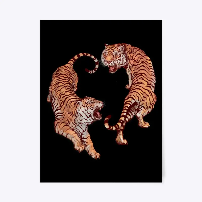 Roaring yin yang tigers