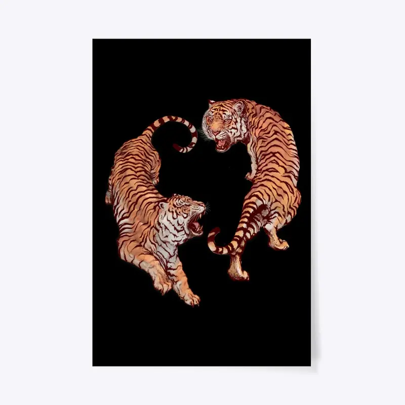 Roaring yin yang tigers