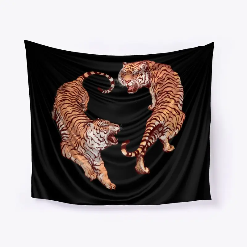 Roaring yin yang tigers